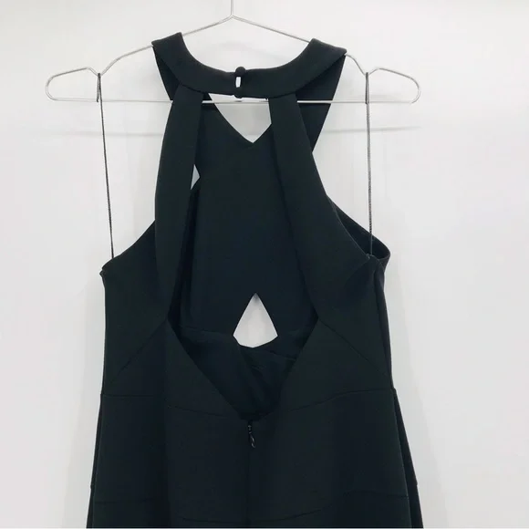 Aidan Mattox Scuba Crepe Cutout Open Back Gown in Black Size 6 - Picture 11 of 14